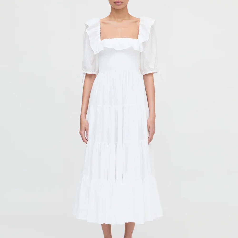 Hill House Corinne White Shadow Stripe Nap Dress